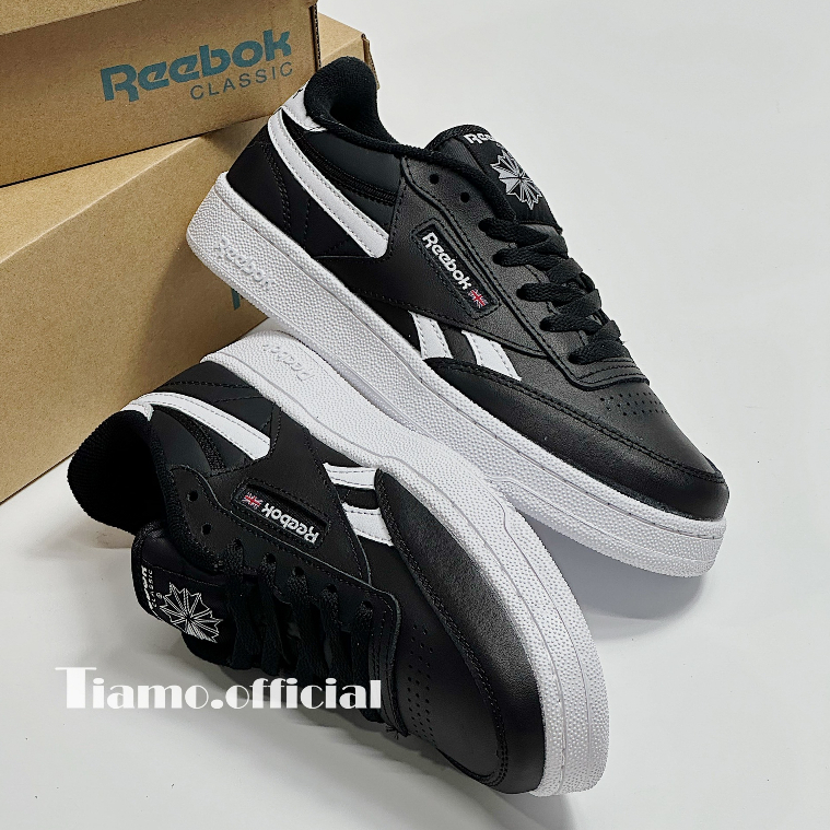 Giày Thể Thao Sneaker Reebok Classic Club C 85 Màu Đen Vintage Black Cho Nam