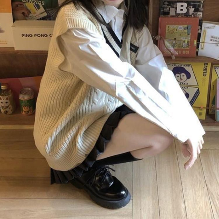 Áo gile len học sinh dáng rộng Hadu shop