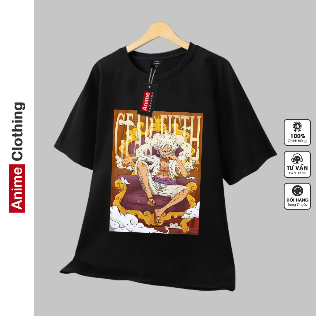 Áo thun nam nữ One Piece Luffy 18 Anime Clothing, áo phông unisex màu đen cotton, vải dày dặn, mặc thoáng mát