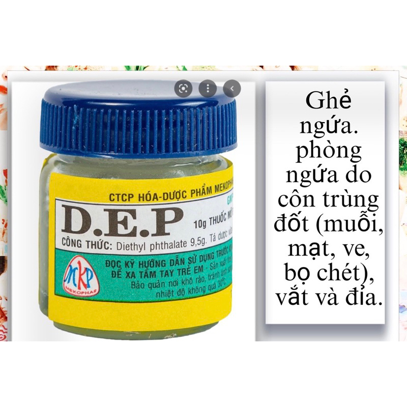 D.E.P kem mỡ bôi da ghẻ ngứa, côn trùng đốt( muỗi, vạt, đĩa, bò chét) DEP