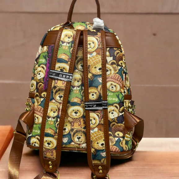 Balo Da hoạ tiết gấu thái chuẩn chính hãng