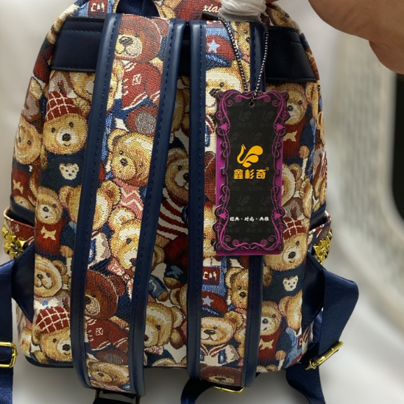 Balo Da hoạ tiết gấu thái chuẩn chính hãng