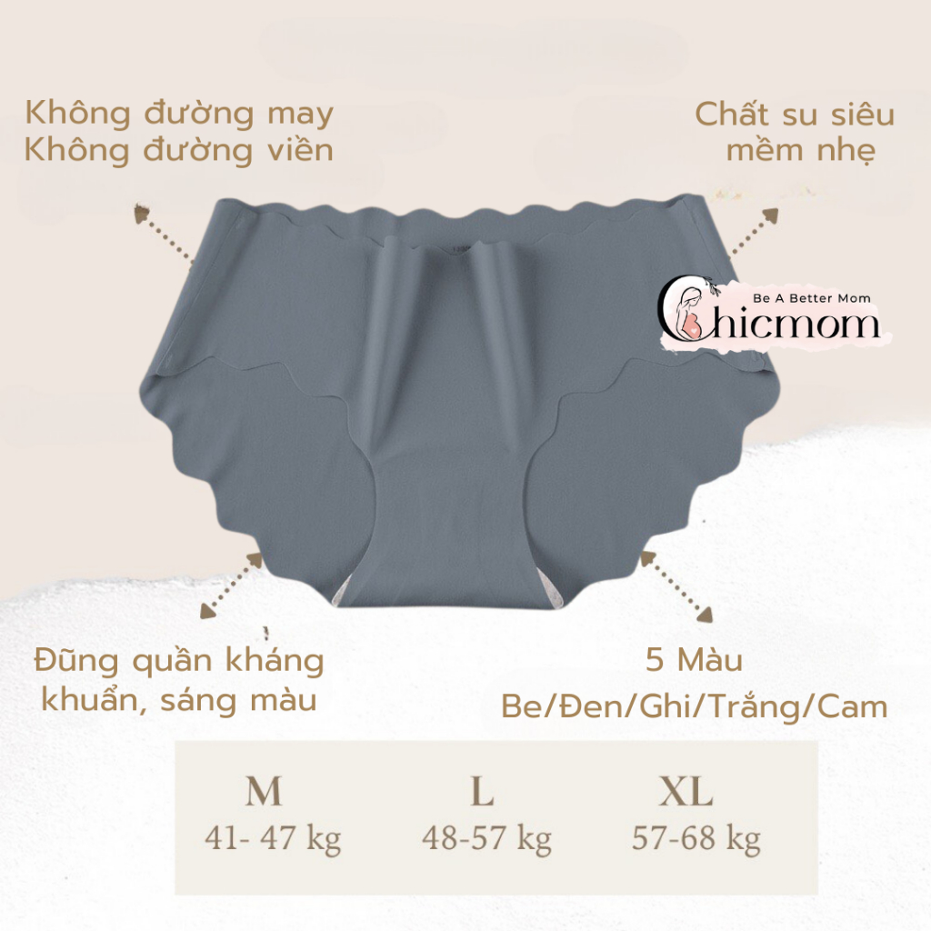 Quần Lót Nữ Su Đúc Không Viền Siêu Mềm Mại Thoáng Mát Mặc Thường Và Sau Sinh Chicmom C33