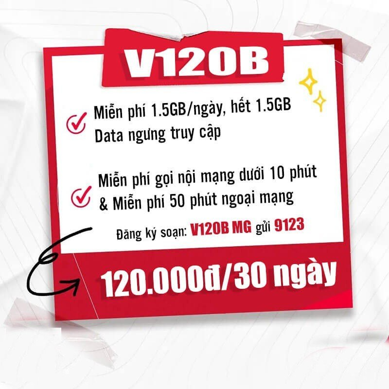 Sim không cần đăng ký chính chủ Gói cước mới ra v120B Thay thế gói V120