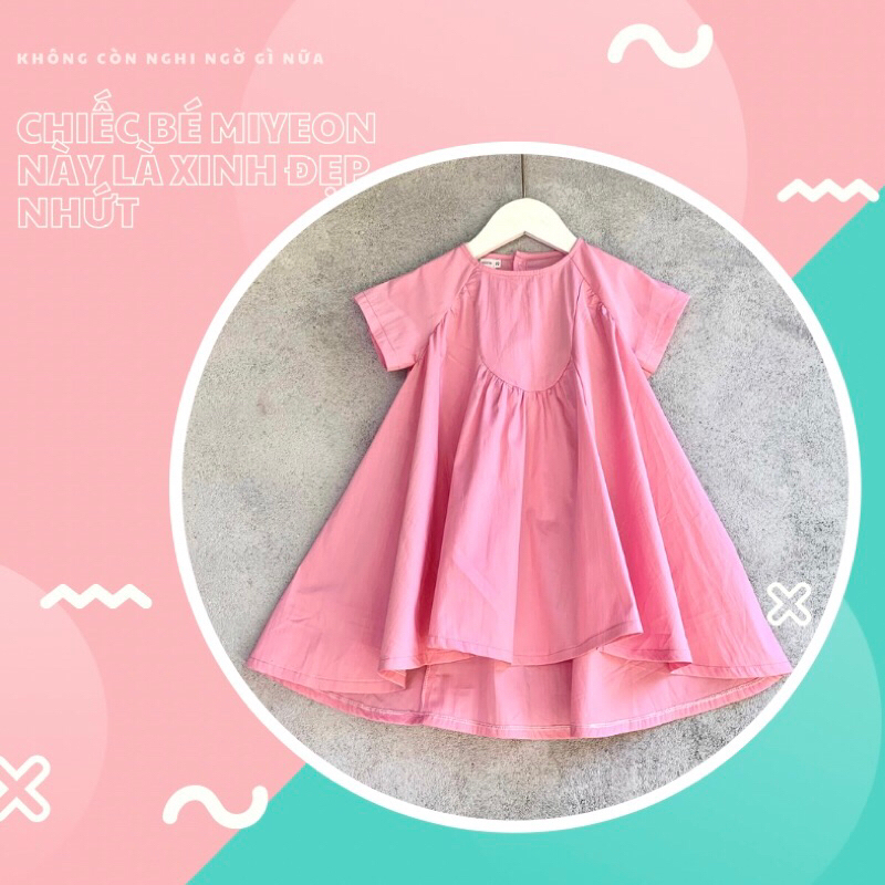 Váy Đầm công chúa MIYEON đuôi cá ngắn tay, chất thô cột thoáng mát, 2 màu Hồng pastel và hồng đào