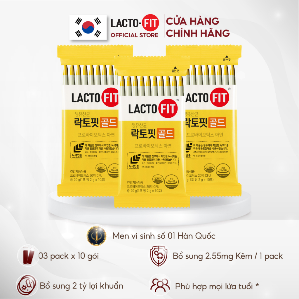 30 Gói Men Vi Sinh LACTO-FIT GOLD Bổ Sung Lợi Khuẩn Cải Thiện Đường Ruột Khỏe Mạnh (30 gói x 2g)