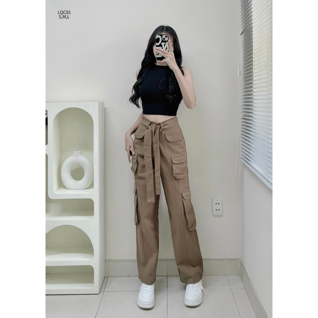 Quần kaki suông túi hộp dây đai năng động hottrend CHIBEST LQC81