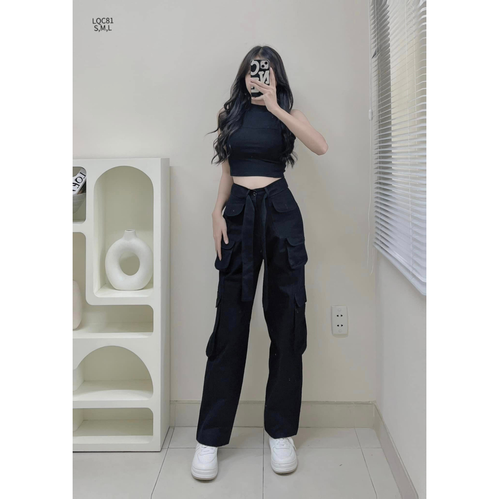 Quần kaki suông túi hộp dây đai năng động hottrend CHIBEST LQC81