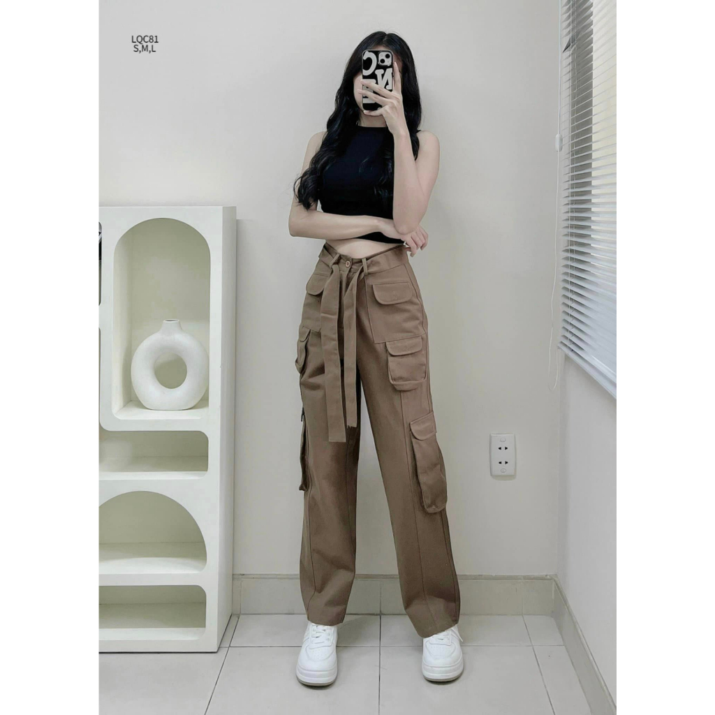 Quần kaki suông túi hộp dây đai năng động hottrend CHIBEST LQC81