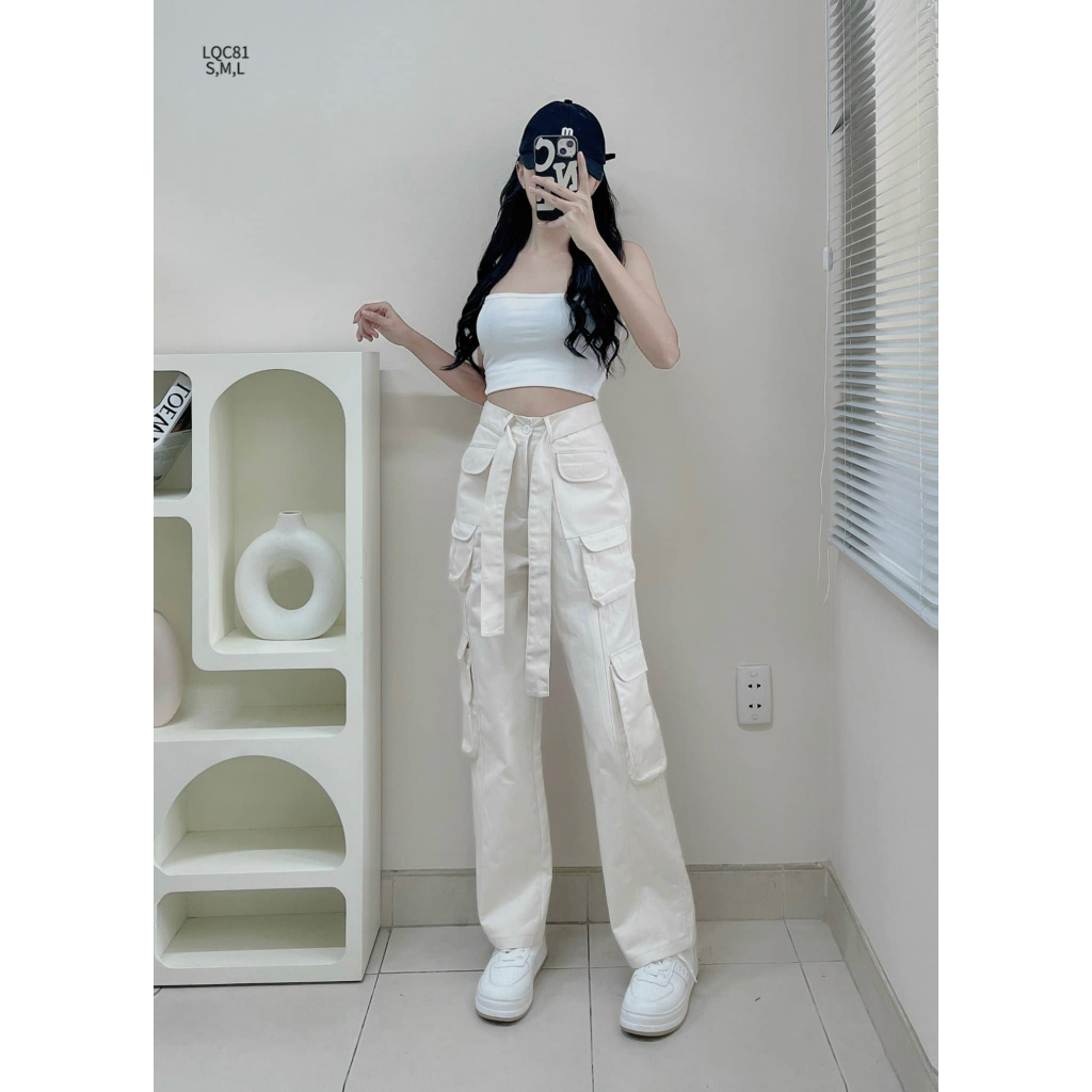 Quần kaki suông túi hộp dây đai năng động hottrend CHIBEST LQC81