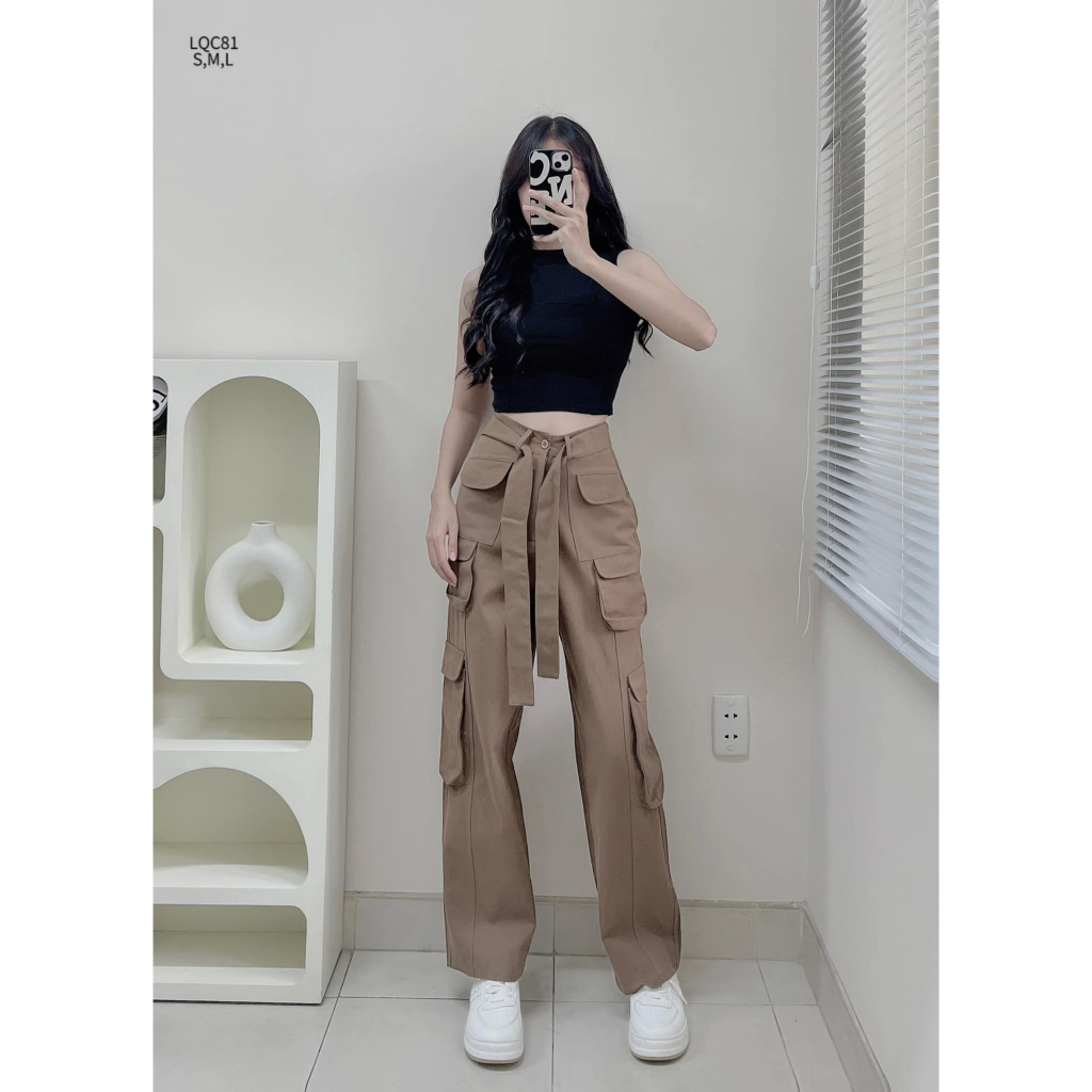 Quần kaki suông túi hộp dây đai năng động hottrend CHIBEST LQC81