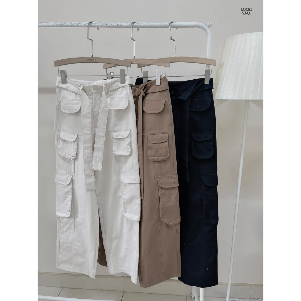 Quần kaki suông túi hộp dây đai năng động hottrend CHIBEST LQC81