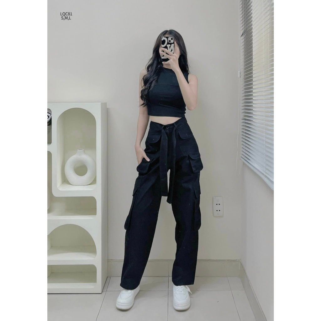 Quần kaki suông túi hộp dây đai năng động hottrend CHIBEST LQC81