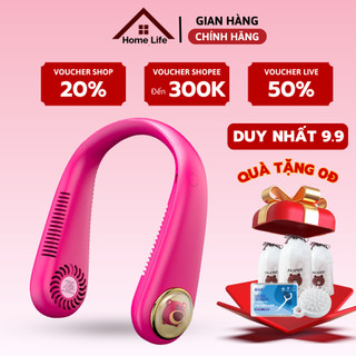 Quạt đeo cổ gấu dâu lotso, Quạt đeo cổ không cánh hình Gấu dâu sạc USB tiện dụng khi ra ngoài