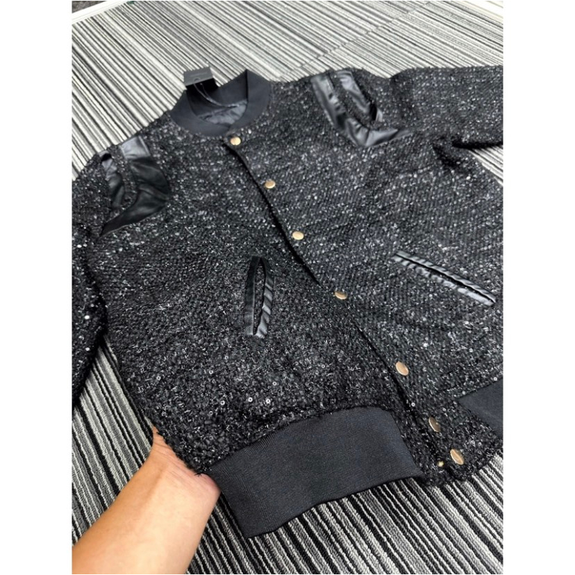 Áo Khoác Teddy Dạ Nhũ Kim Tuyến - Áo Bomber Teddy Dạ Nhũ Kim Tuyến Hàng Xuất Khẩu Chất Dạ Cực Đẹp Hot Trend