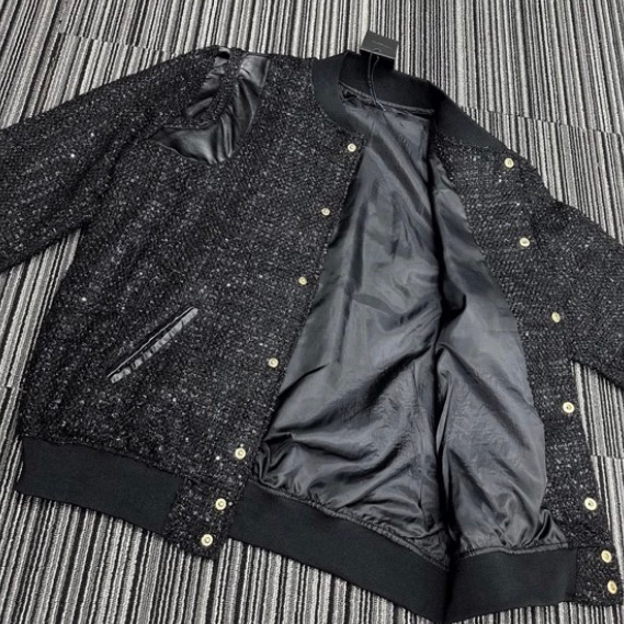 Áo Khoác Teddy Dạ Nhũ Kim Tuyến - Áo Bomber Teddy Dạ Nhũ Kim Tuyến Hàng Xuất Khẩu Chất Dạ Cực Đẹp Hot Trend