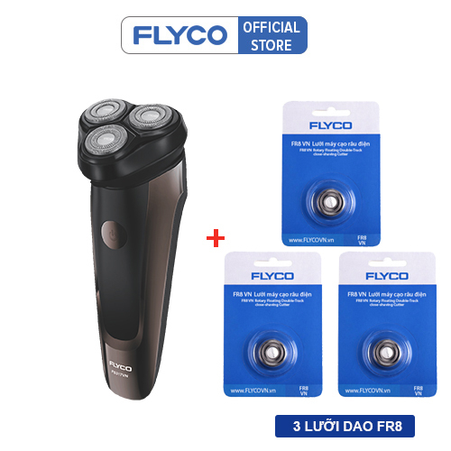 Combo Máy Cạo Râu Flyco 3 Lưỡi Kép Kháng Nước FS371VN & 3 Lưỡi Dao FR8 Hàng Chính Hãng