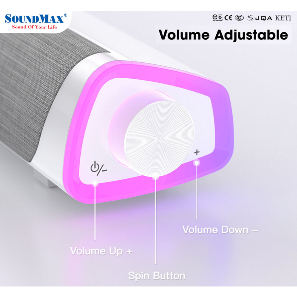 Loa Soundmax SB-201/2.0 ,12W, soundbar RGB bluetooth - Hàng chính hãng 100% - BH 12 tháng
