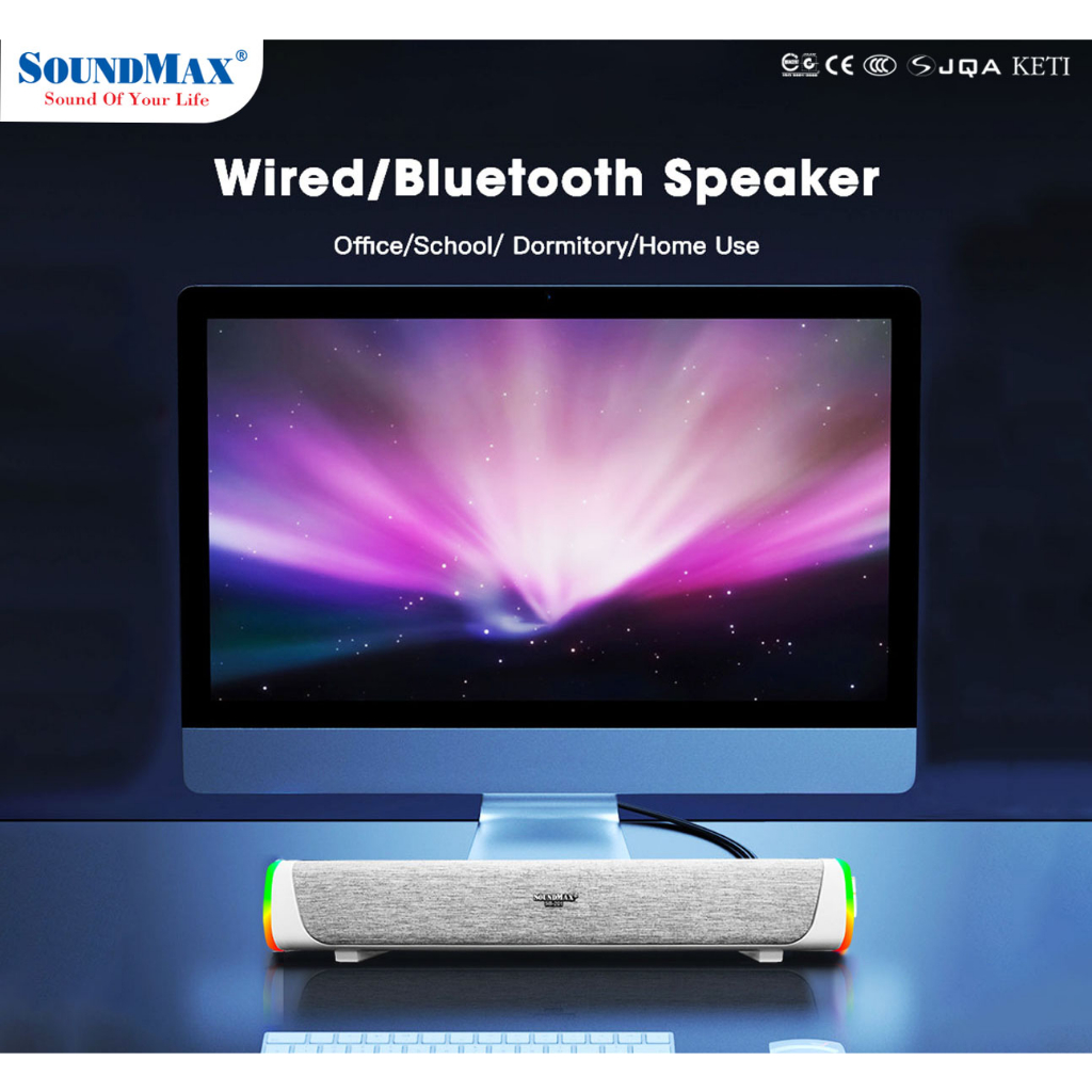 Loa Soundmax SB-201/2.0 ,12W, soundbar RGB bluetooth - Hàng chính hãng 100% - BH 12 tháng