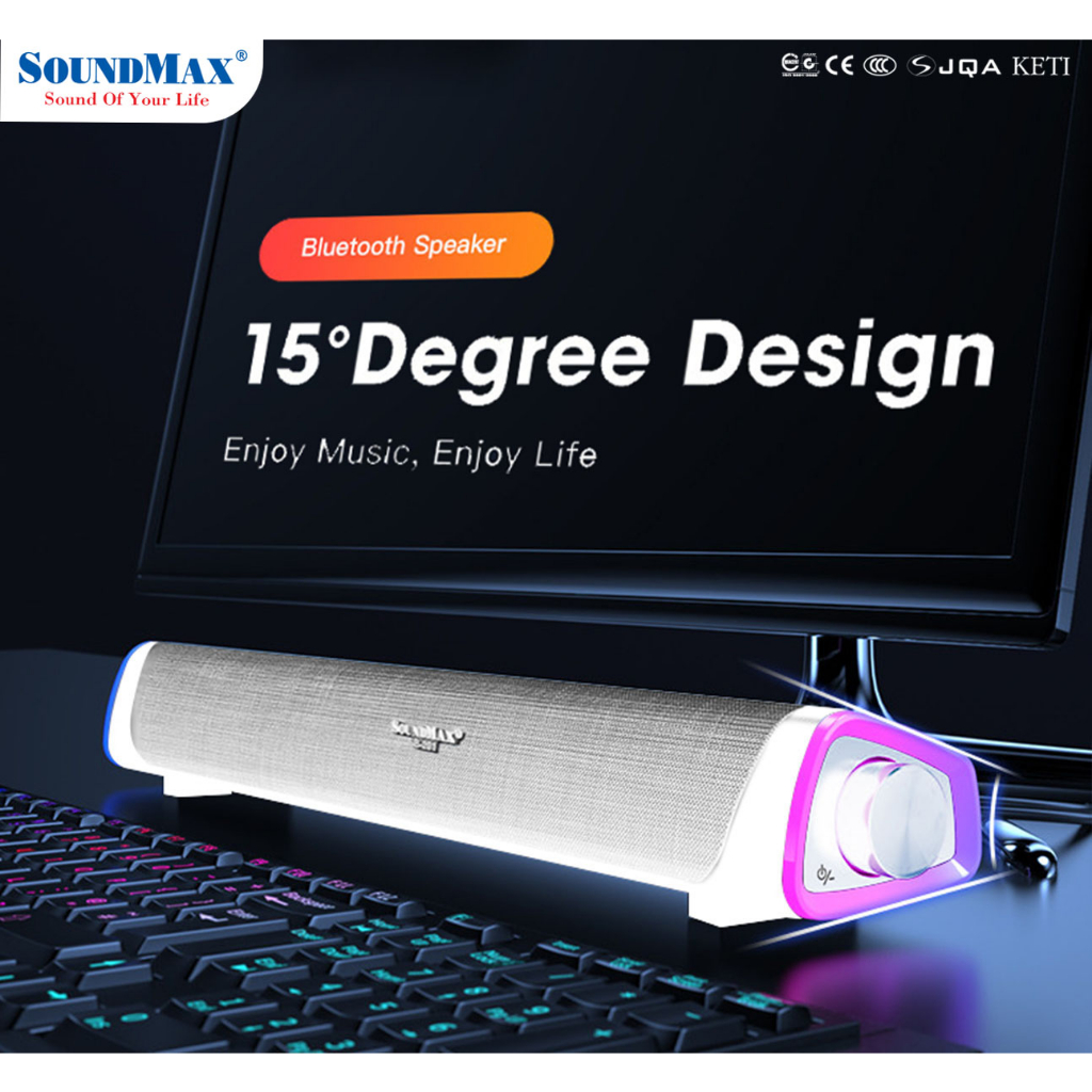 Loa Soundmax SB-201/2.0 ,12W, soundbar RGB bluetooth - Hàng chính hãng 100% - BH 12 tháng