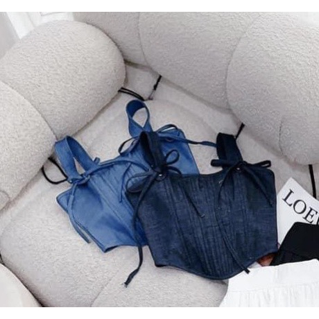 🍒🍒🍒 🌵🌵ÁO DÂY KHOEN CỘT NƠ CHÍP BIN . DÂY KÉO SAU LƯNG  CHẤT JEAN LỤA MỊN LYIE