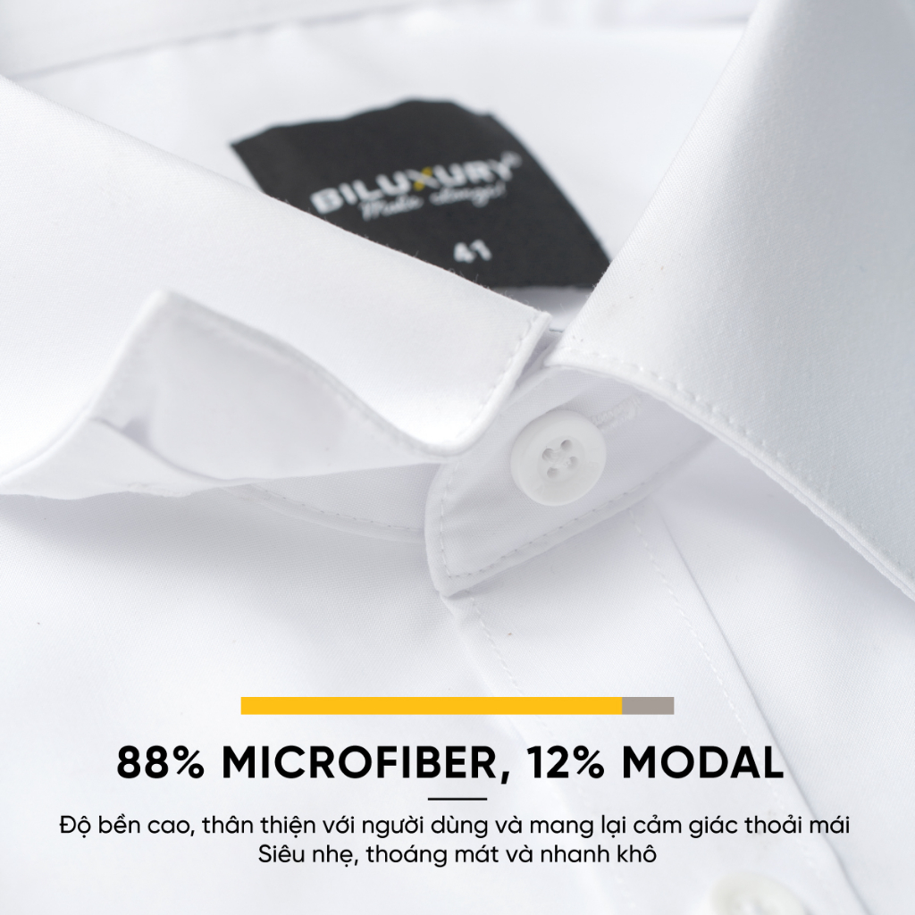 Áo Sơ Mi Nam Trắng Dài Tay Biluxury 7SMDB120TRK Form Slimfit - 7SMDB121TRK Form Regular Basic Trơn Vải Sợi Sồi Cao Cấp