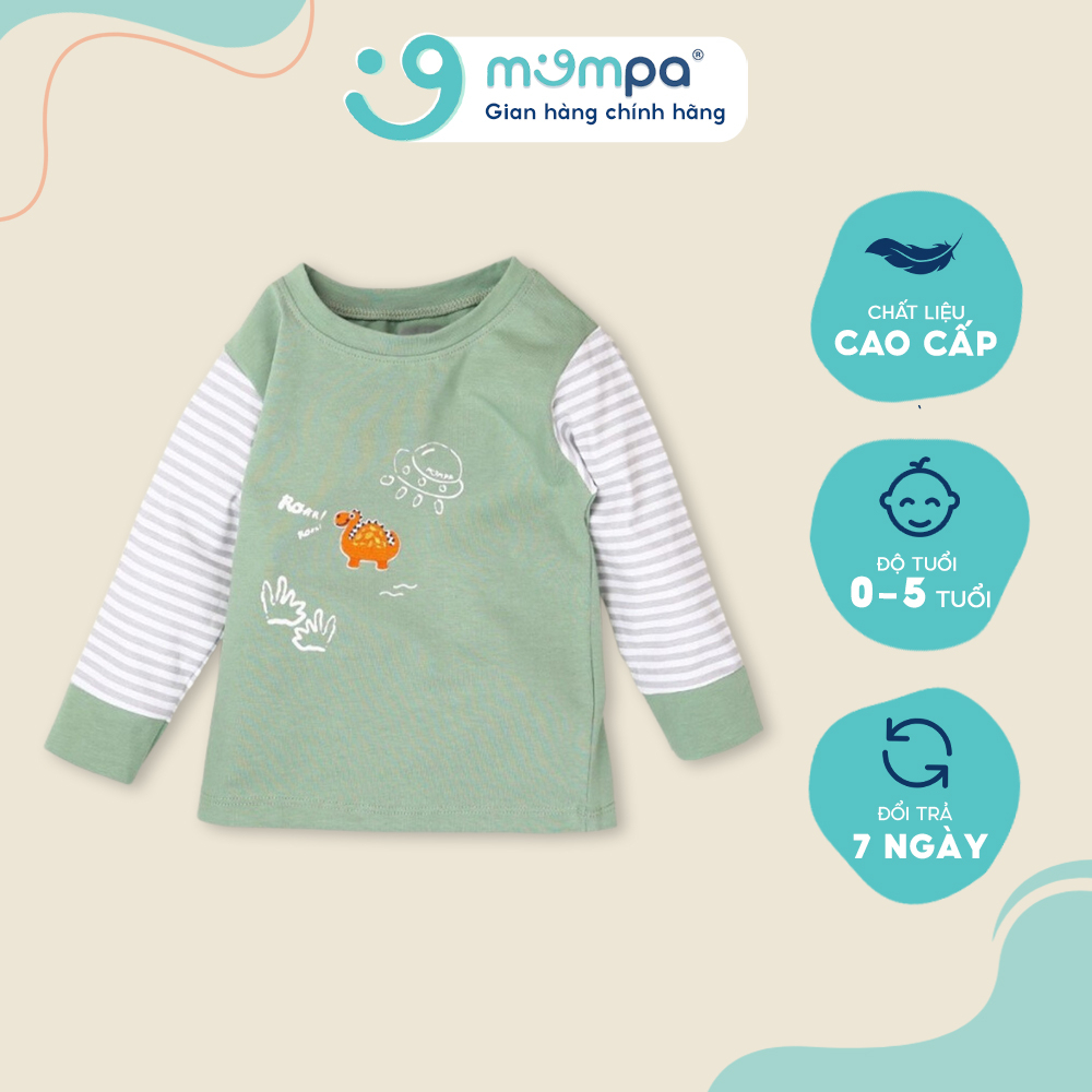 Áo dài tay cho bé Mompa 1 đến 5 tuổi vải cotton actif mềm mại co giãn thấm hút MP 828