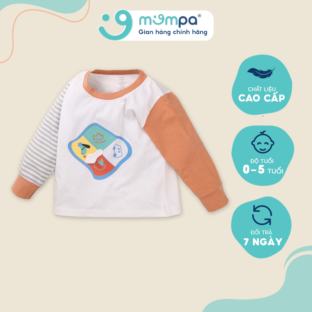Áo dài tay cho bé Mompa từ 1 đến 5 tuổi vải Cotton Actif mềm mại co giãn thấm hút MP 832