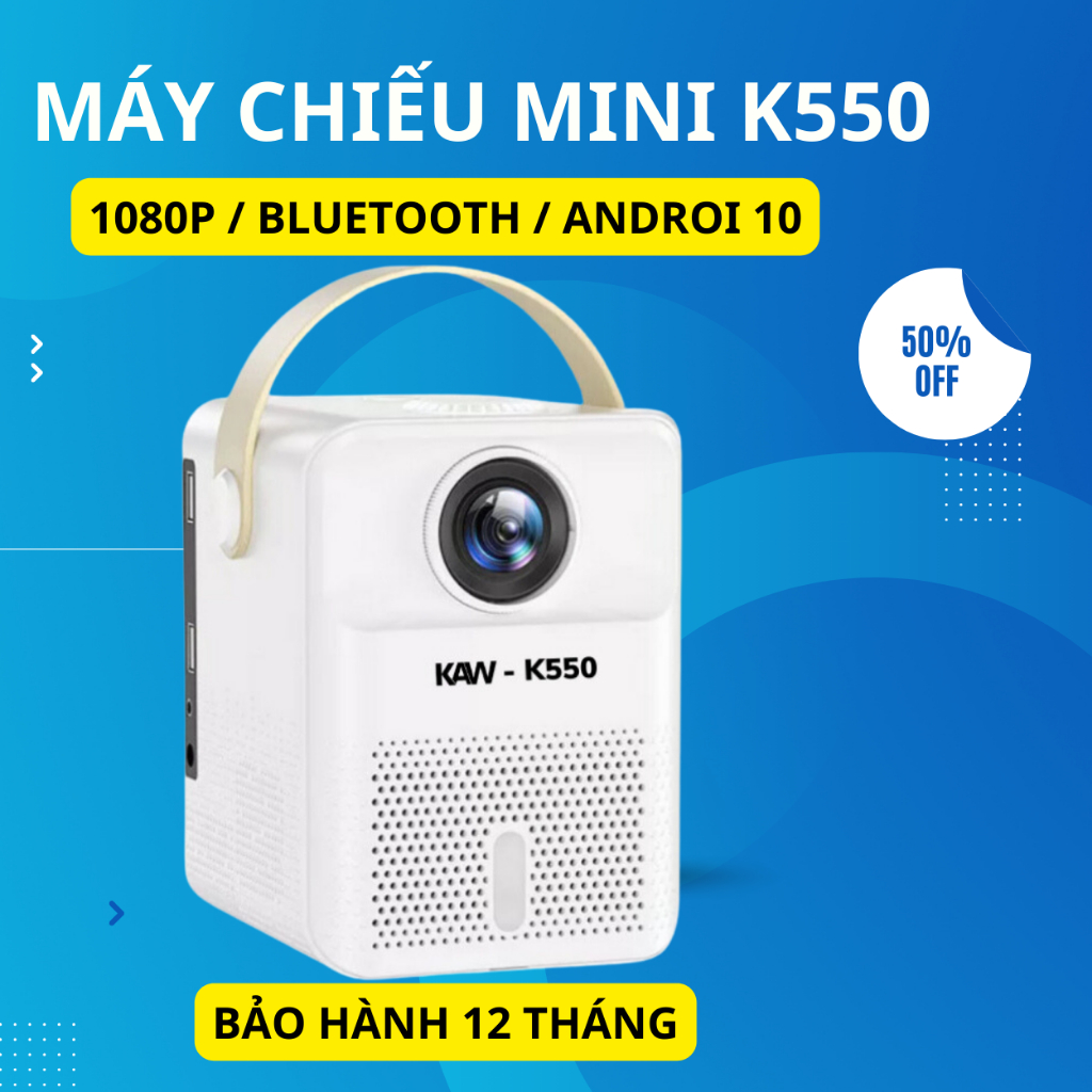 Máy chiếu mini KAW-K550 Full HD 1080p, Hình ảnh sắc nét, trải nghiệm tuyệt vời, Kết nối đa cổng. Bảo hành chính hãng