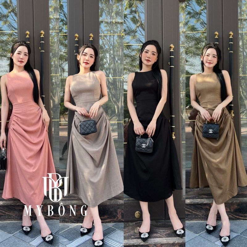 Đầm maxi sát nách nhún eo Datasco