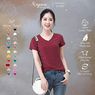 Áo thun thái trơn cổ tim màu đỏ đô, áo phông nữ trơn yuna