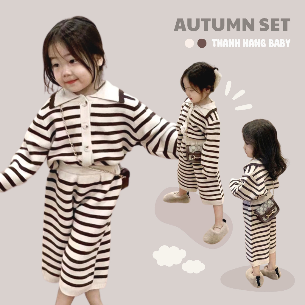 Set len dài tay cho bé, bộ quần áo mùa đông bé gái Thanh Hằng Baby từ 11 đến 31kg