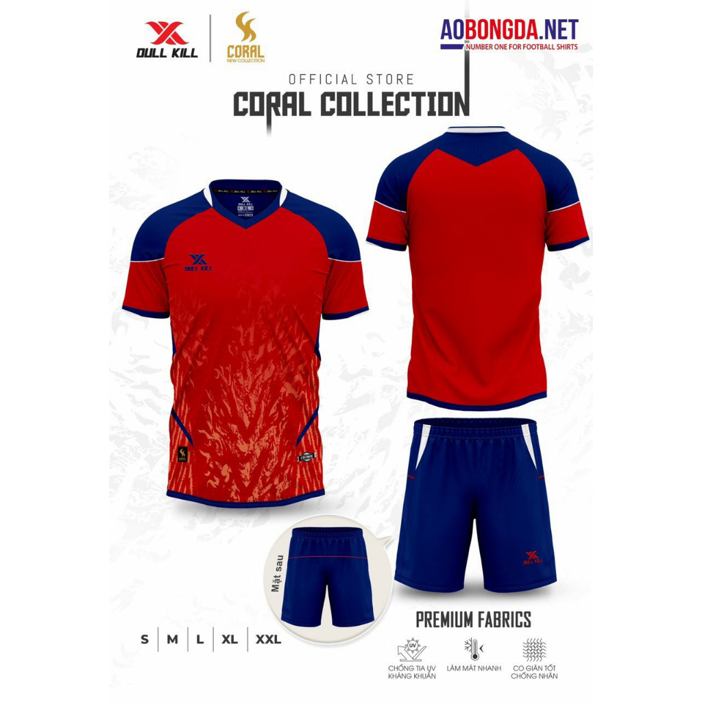Áo Bóng Đá Dullkill Coral Chất Vải Thoáng Mát, Thấm Hút Mồ Hôi Tốt