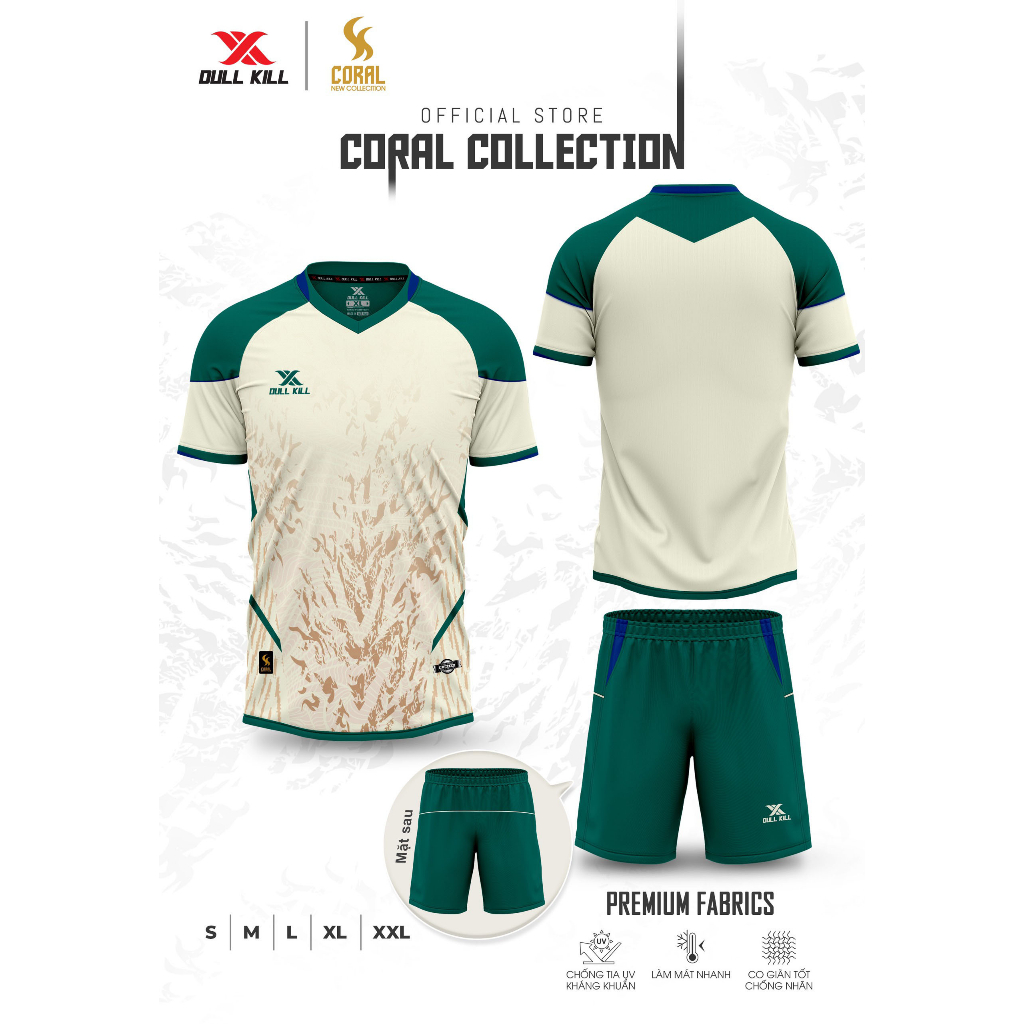 Áo Bóng Đá Dullkill Coral Chất Vải Thoáng Mát, Thấm Hút Mồ Hôi Tốt