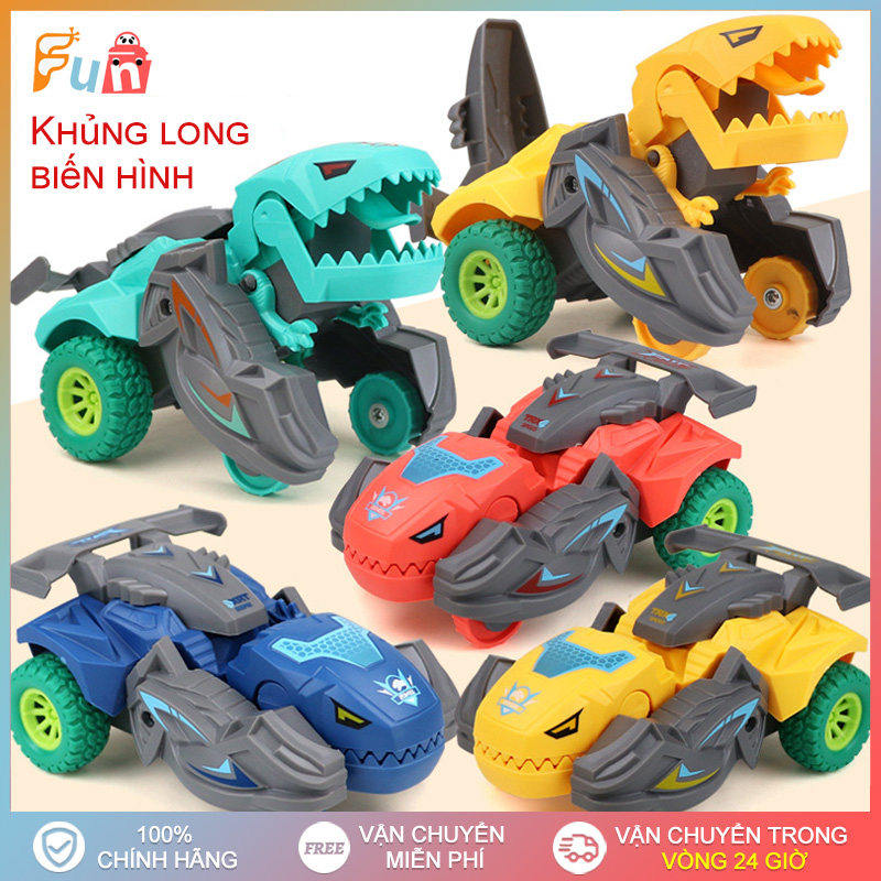 Xe Đồ Chơi Trẻ Em Biến Hình Khủng Long Xoay 360 Độ Quán Tính Khi Gặp Vật Cản