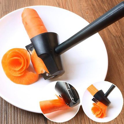 Dụng Cụ Xoáy Tỉa Hoa Cà Rốt Cầm Tay, Dụng Cụ Cắt rau Củ Quả Hình Xoắn Ốc 2in1 Chất Liệu Nhựa Abs Và Thép Không Gỉ