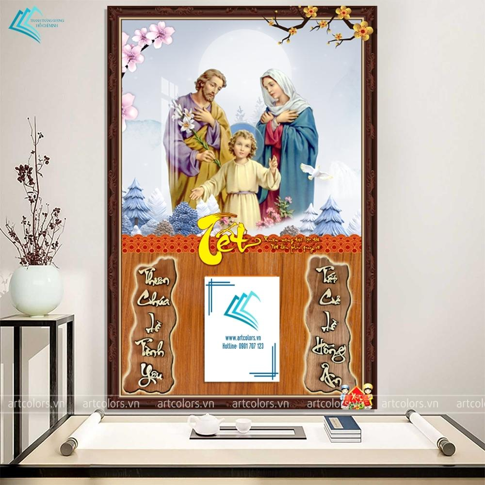 Bìa Lịch gỗ tráng gương treo trường cao cấp, Không in năm, Bìa Lịch Tết Công Giáo - Kích thước 40x60cm - Bo viền cao cấp