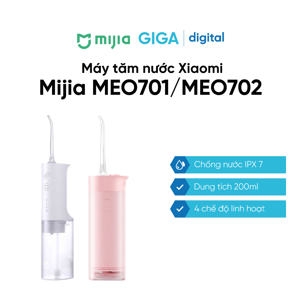 Tăm nước vệ sinh răng miệng Mijia MEO701 - MEO702 kèm 4 đầu xịt - Tăm nước Mijia cao cấp