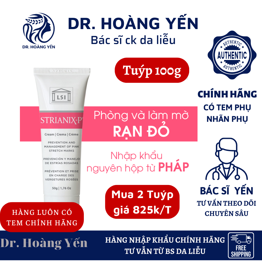 Kem chống rạn da STRIANIX-P 100g phòng và làm mờ RẠN ĐỎ/ RẠN TRẮNG - Bs Yến