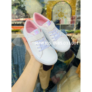 Giày thể thao bé gái trắng hồng baby Polo quai dán và dây buộc