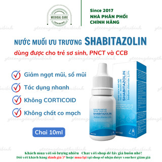 Nước muối ưu trương SHABITAZOLIN giảm nghẹt mũi sổ mũi không CORTICOID, không chất co mạch dung dịch muối ưu trương 10ml