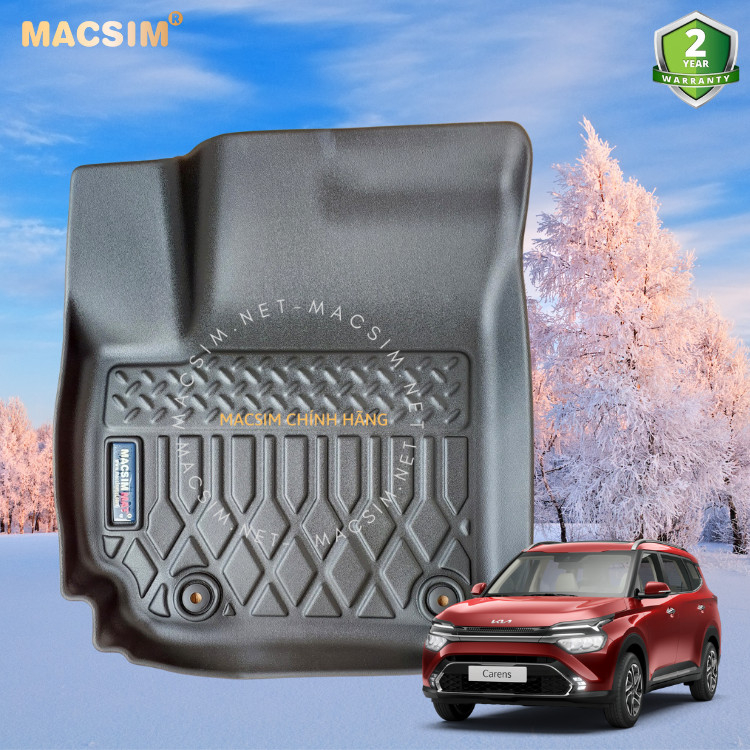 Thảm lót sàn xe ô tô Kia carens 2023+( 3 hàng ghế) Nhãn hiệu Macsim chất liệu nhựa TPE cao cấp màu đen