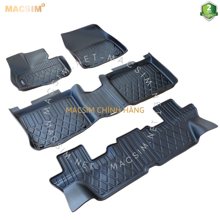 Thảm lót sàn xe ô tô Vinfast VF9 xe 7 chỗ (3 hàng ghế) Nhãn hiệu Macsim chất liệu nhựa TPE cao cấp màu đen