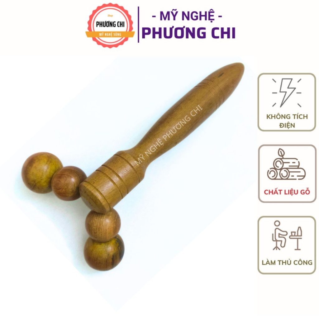 Cây Lăn Mát Xa Mặt, Mũi Bằng Gỗ Thơm, Hai Bánh Xe Lăn Tròn Giúp Nâng Cơ Mặt Và Thon Gọn Mũi Cao cấp | Mỹ nghệ phương chi
