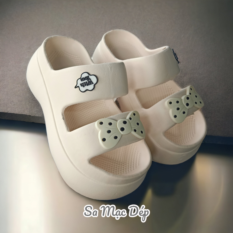 Dép nữ, dép nữ 2 quai đế cao 5cm siêu xinh, sang trọng được gắn Sticker kute.