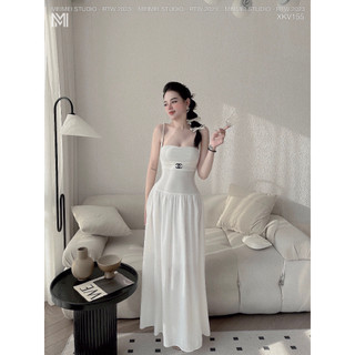Váy 2 dây Maxi dây tag CC, vải thun tăm co giãn thoải mái, dáng ôm, mặc đi tiệc, đi chơi | XKV155 | Meimei Studio