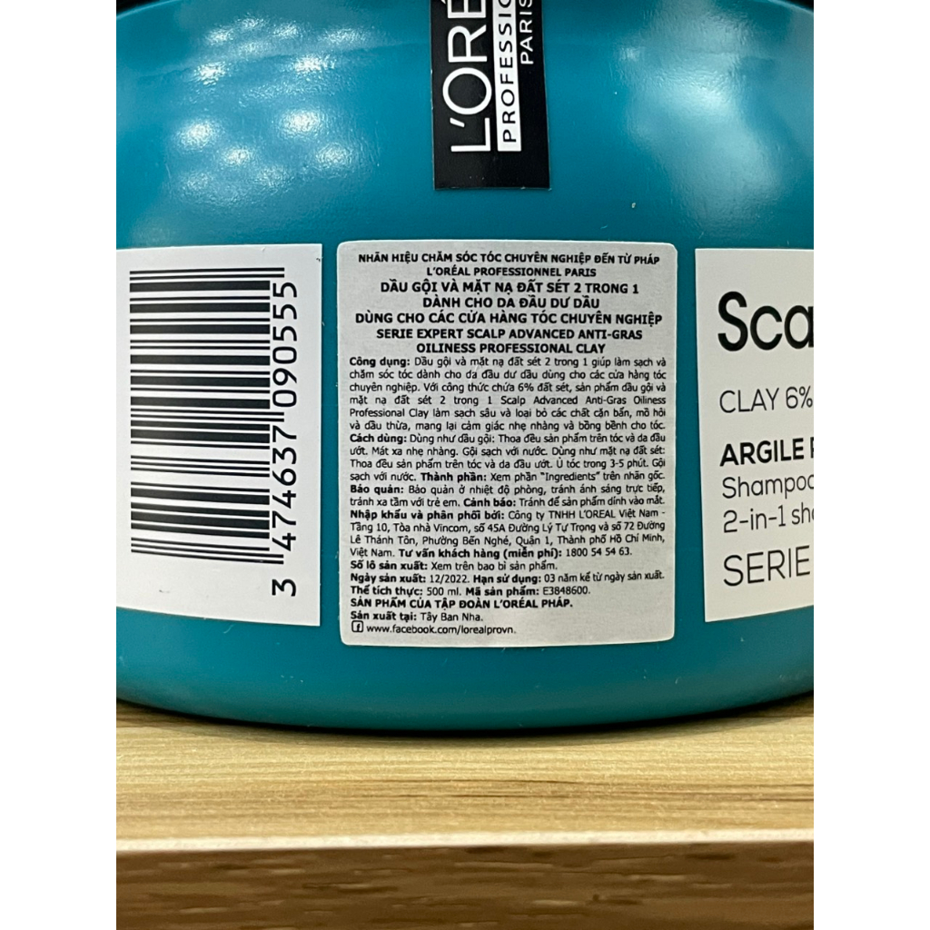 Kem tẩy tế bào chết da đầu Loreal ANTI GRASS OILNESS DEEP PURIFIER CLAY 500G