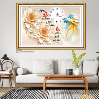 Tranh đính đá - tranh thêu chữ thập cha mẹ 75cm x 50cm