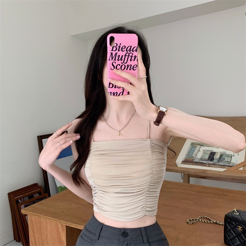 Áo Bra Nữ Nhún Chất Su Lụa Dáng Lửng, Kèm Mút Ngực Siêu Hot 2089