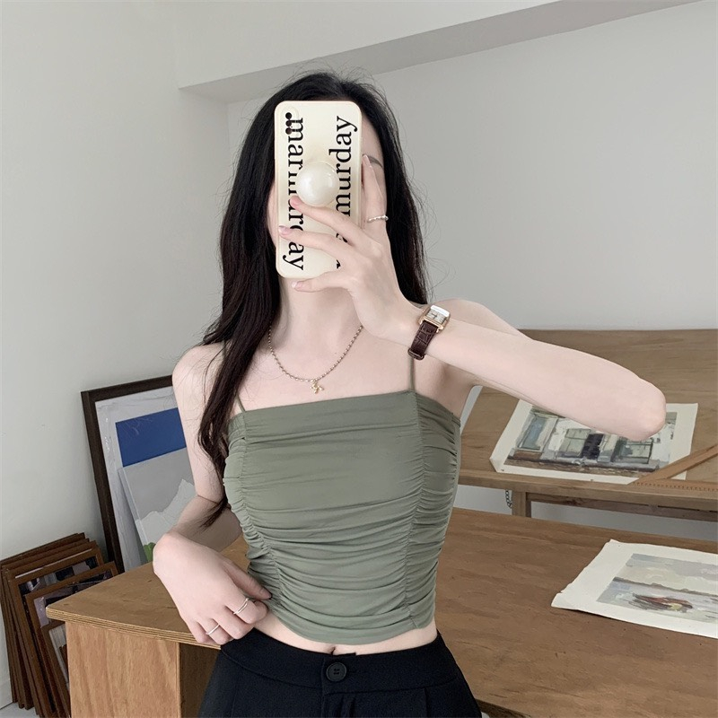 Áo Bra Nữ Nhún Chất Su Lụa Dáng Lửng, Kèm Mút Ngực Siêu Hot 2089